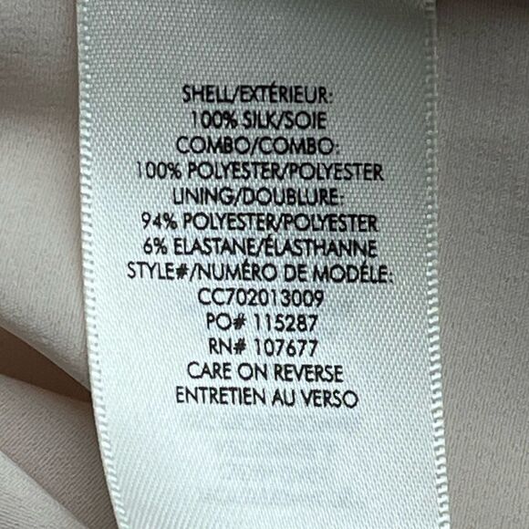 Alice + Olivia Axel Cross Front Top 100% Silk Pleated Sleeves Blouse Champagne M - Picture 16 of 16